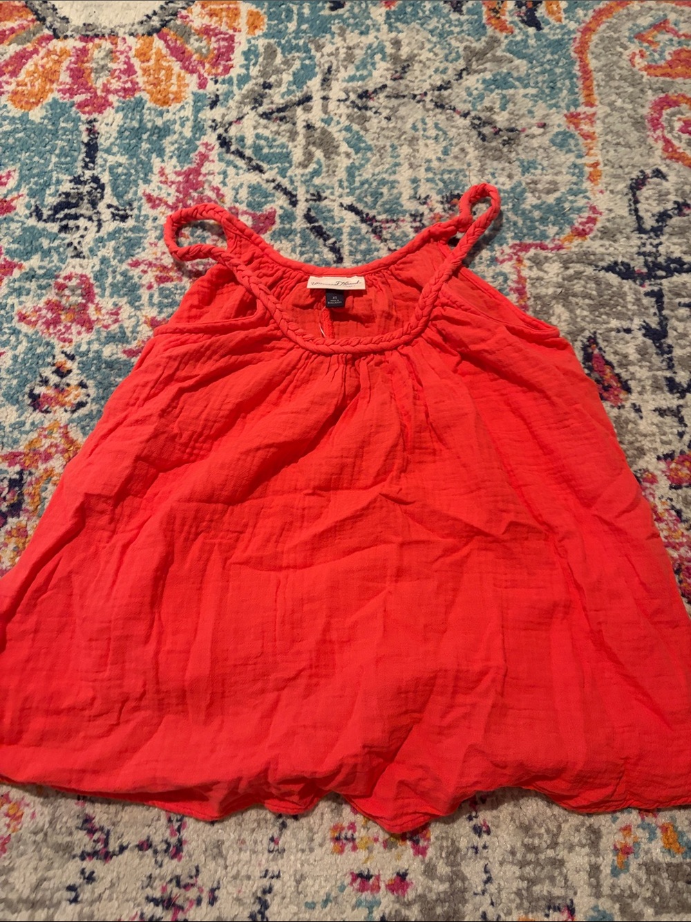Universal Thread Coral Red Braided-Trim Tank